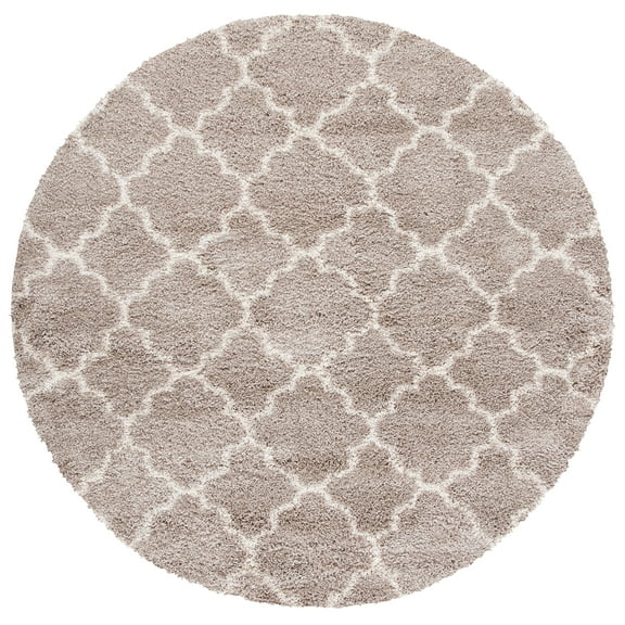 SAFAVIEH Hudson Jaye Plush Geometric Shag Area Rug, Beige/Ivory, 7' x 7' Round