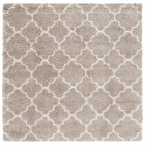 SAFAVIEH Hudson Jaye Plush Geometric Shag Area Rug, Beige/Ivory, 7' x 7' Square
