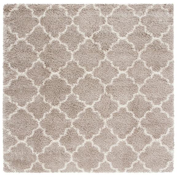 SAFAVIEH Hudson Jaye Plush Geometric Shag Area Rug, Beige/Ivory, 7' x 7' Square