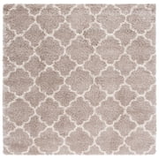 SAFAVIEH Hudson Jaye Plush Geometric Shag Area Rug, Beige/Ivory, 7' x 7' Square