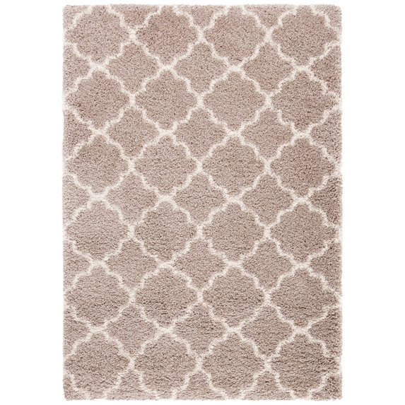 SAFAVIEH Hudson Jaye Plush Geometric Shag Area Rug, Beige/Ivory, 8' x 10'