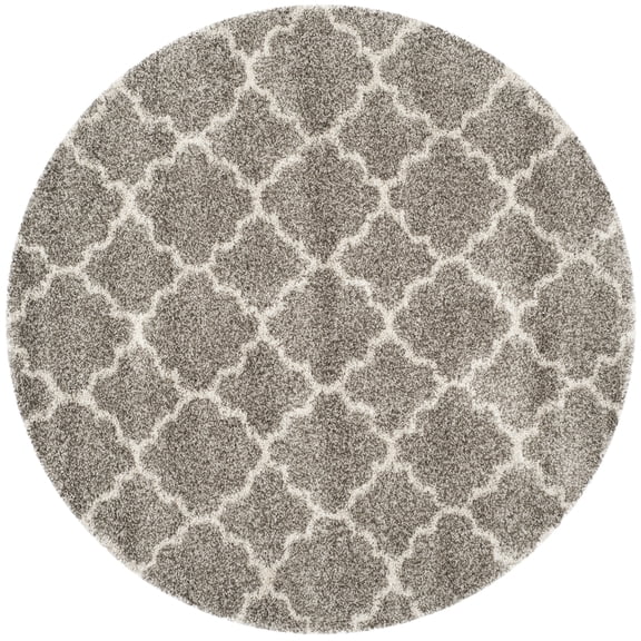 SAFAVIEH Hudson Jaye Plush Geometric Shag Area Rug, Grey/Ivory, 11' x 11' Round