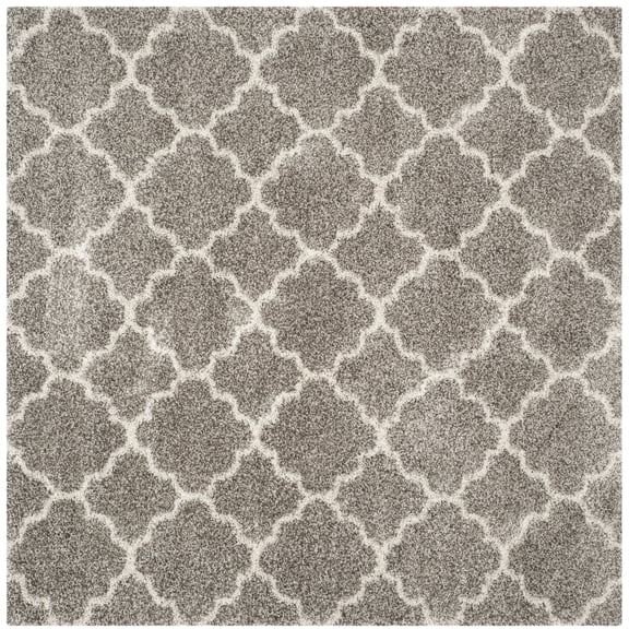 SAFAVIEH Hudson Jaye Plush Geometric Shag Area Rug, Grey/Ivory, 11' x 11' Square