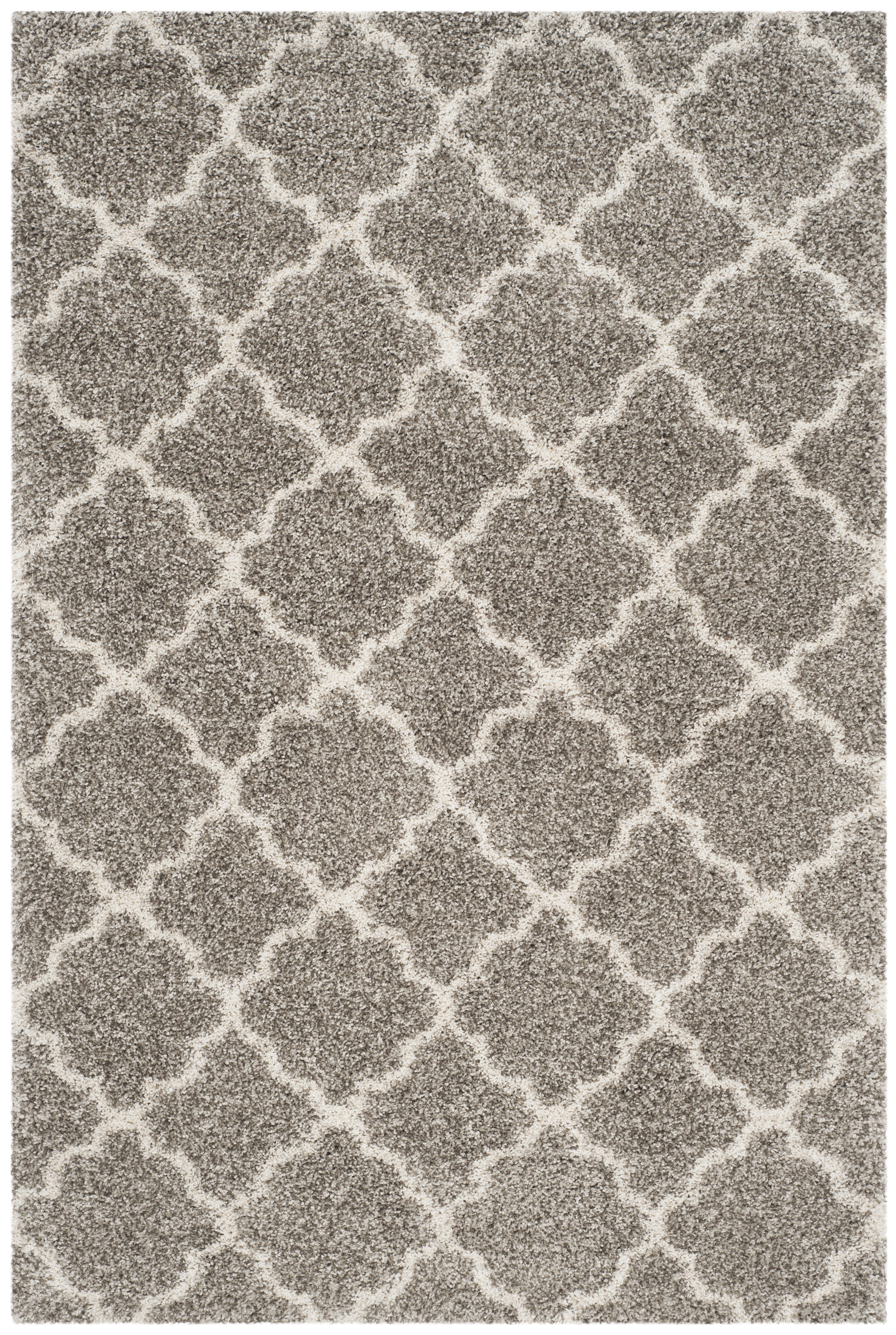 SAFAVIEH Hudson Jaye Plush Geometric Shag Area Rug, Grey/Ivory, 5' x 7'