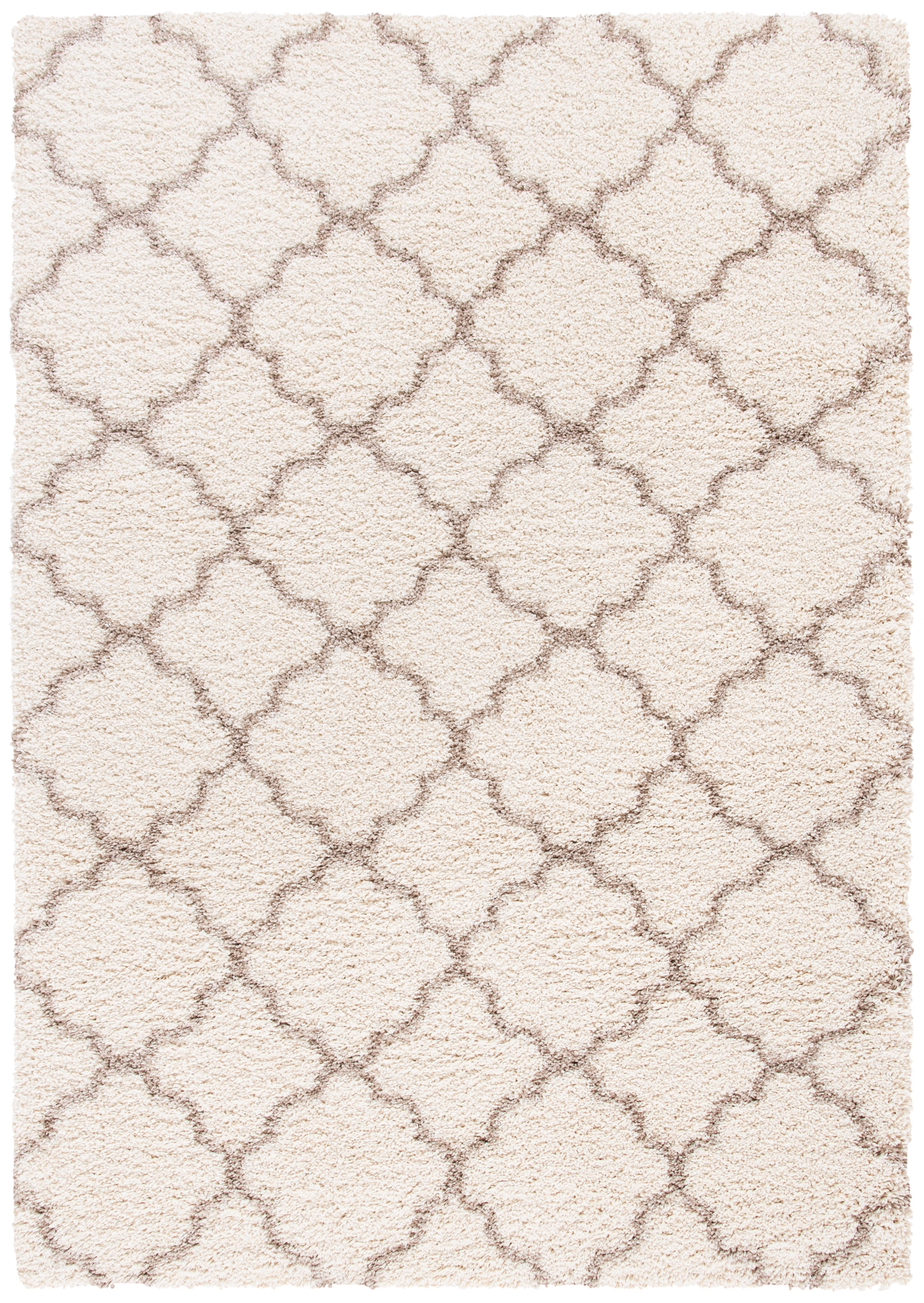 SAFAVIEH Hudson Jaye Plush Geometric Shag Area Rug, Ivory/Beige, 5'1" x 7'6"