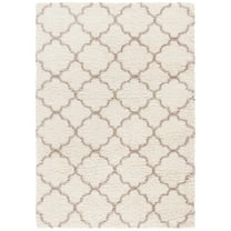 SAFAVIEH Hudson Jaye Plush Geometric Shag Area Rug, Ivory/Beige, 7' x 7' Round