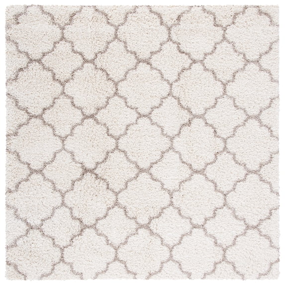 SAFAVIEH Hudson Jaye Plush Geometric Shag Area Rug, Ivory/Beige, 7' x 7' Square