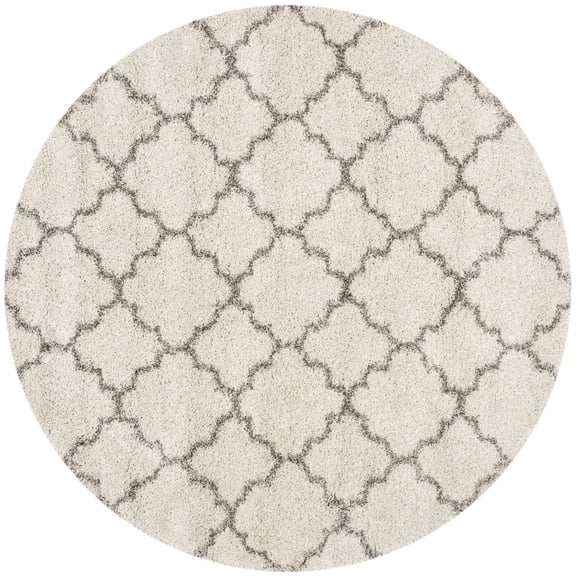 SAFAVIEH Hudson Jaye Plush Geometric Shag Area Rug, Ivory/Grey, 11' x 11' Round