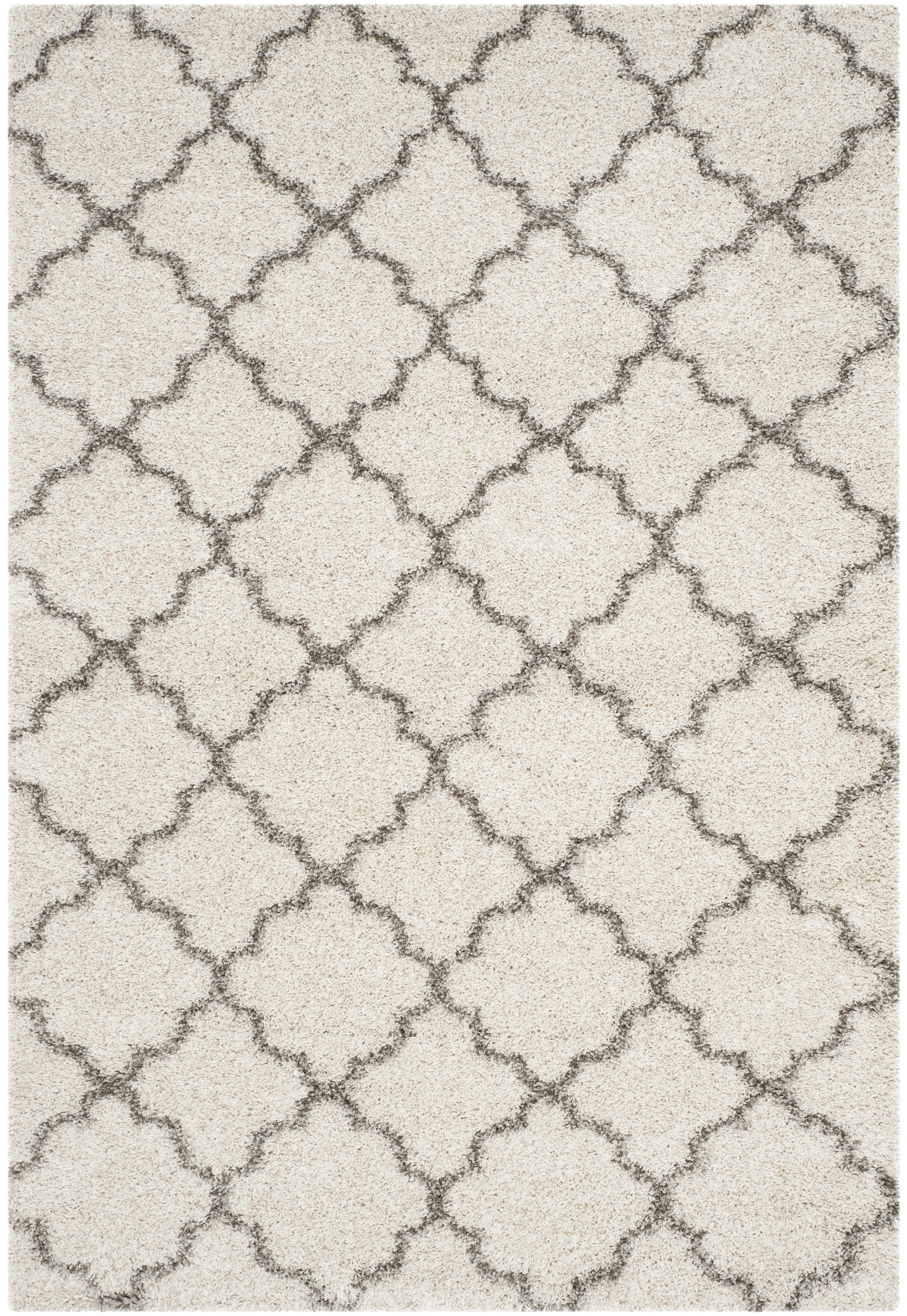 SAFAVIEH Hudson Jaye Plush Geometric Shag Area Rug, Ivory/Grey, 5' x 7'