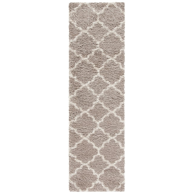 SAFAVIEH Hudson Jaye Plush Geometric Shag Runner Rug, Beige/Ivory, 2'3" x 8'