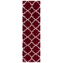 SAFAVIEH Hudson Jaye Plush Geometric Shag Runner Rug, Red/Ivory, 2'3" x 8'