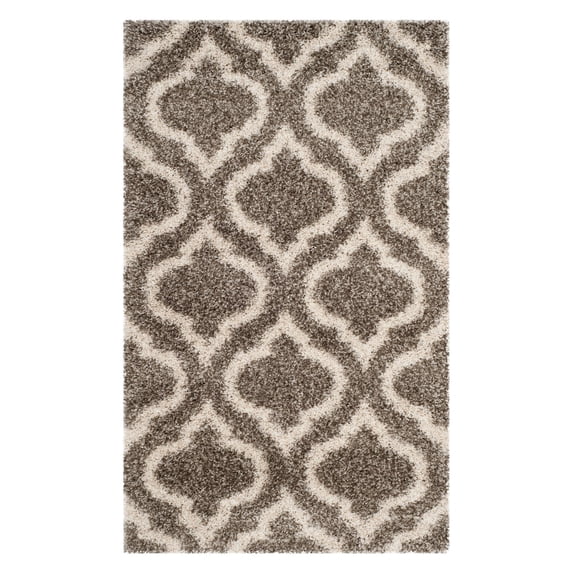 SAFAVIEH Hudson Louise Geometric Shag Area Rug, Grey/Ivory, 9' x 12'