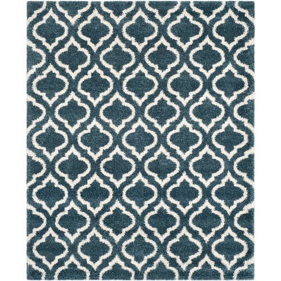 SAFAVIEH Hudson Louise Geometric Shag Area Rug, Slate Blue/Ivory, 5'1" x 7'6"