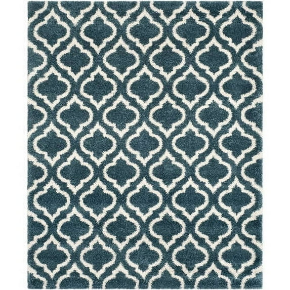 SAFAVIEH Hudson Louise Geometric Shag Area Rug, Slate Blue/Ivory, 7' x 7' Round