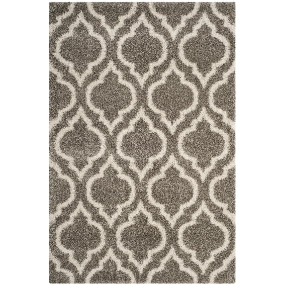 SAFAVIEH Hudson Louise Plush Geometric Shag Area Rug, Grey/Ivory, 2'3" x 3'9"