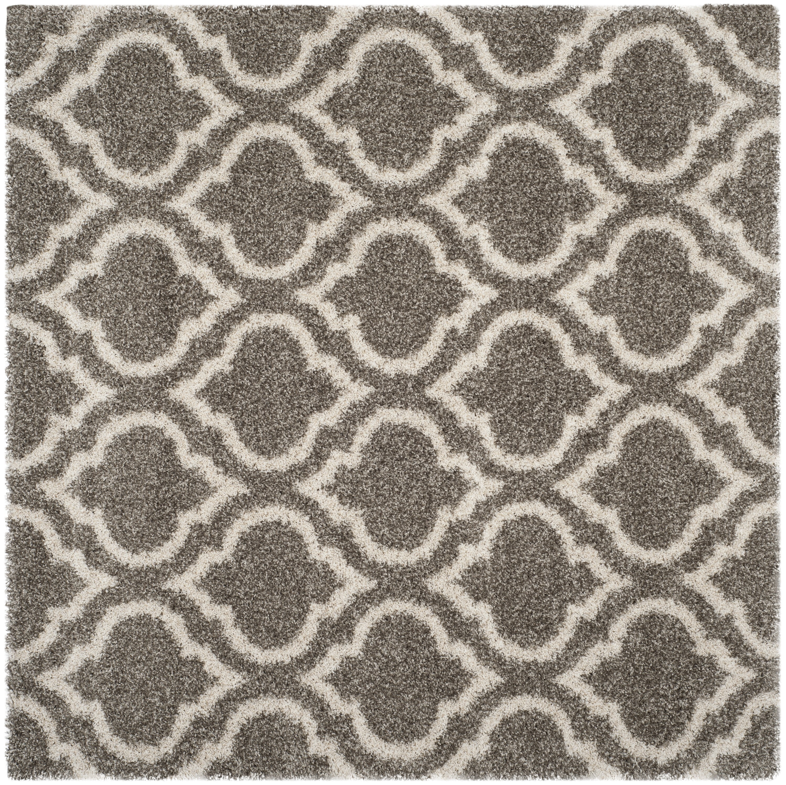 Grey/Ivory 3' Square Moroccan Shag Area Rug