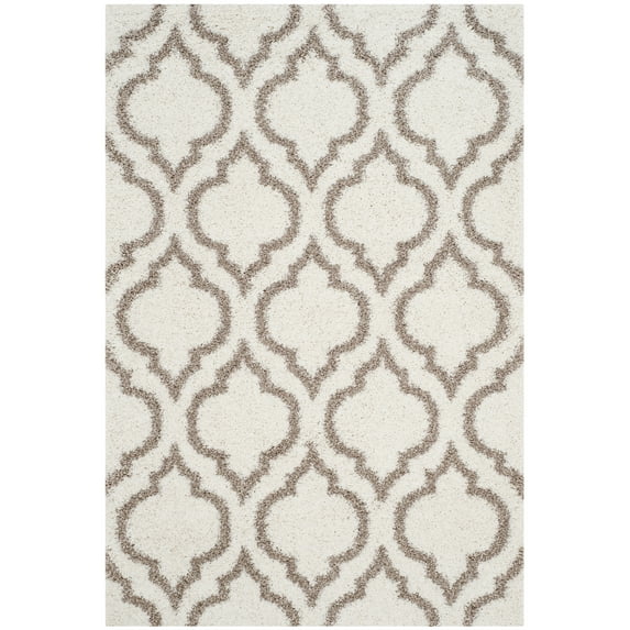 SAFAVIEH Hudson Louise Plush Geometric Shag Area Rug, Ivory/Beige, 2'3" x 3'9"