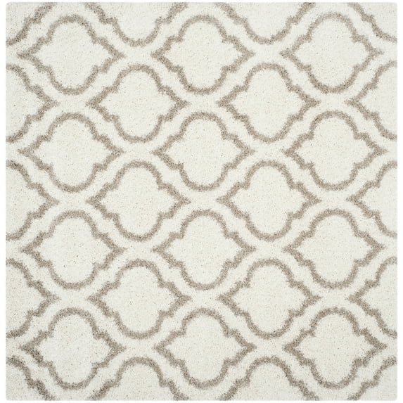 SAFAVIEH Hudson Louise Plush Geometric Shag Area Rug, Ivory/Beige, 9' x 9' Square