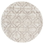SAFAVIEH Hudson Louise Plush Geometric Shag Area Rug, Multi Ivory/Beige, 7' x 7' Round