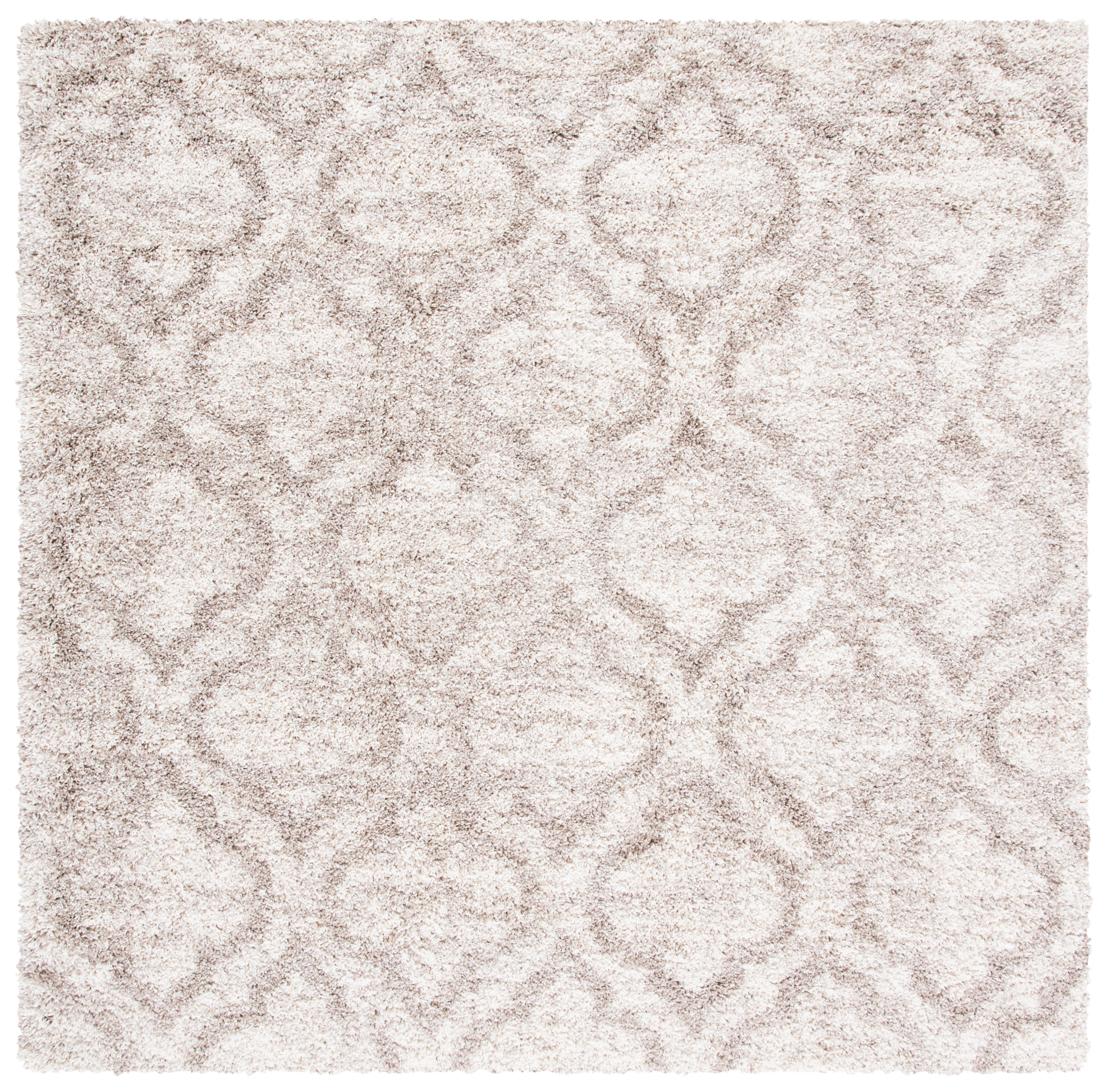 Hudson Shag Ivory Beige 7' Square Synthetic Area Rug