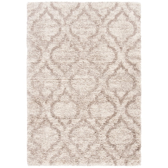 SAFAVIEH Hudson Louise Plush Geometric Shag Area Rug, Multi Ivory/Beige, 8' x 10'
