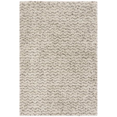 SAFAVIEH Hudson Merrilyn Chevron Shag Area Rug, Ivory/Grey, 4' x 6'
