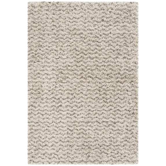 SAFAVIEH Hudson Merrilyn Chevron Shag Area Rug, Ivory/Grey, 4' x 6'