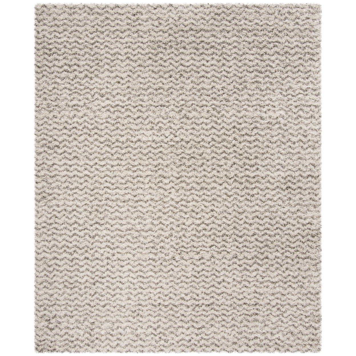 Ivory and Grey Chevron Shag Area Rug 6' x 9'