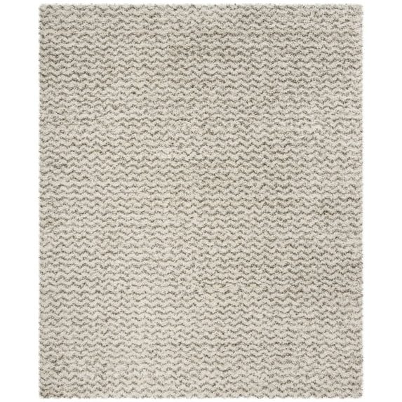 SAFAVIEH Hudson Merrilyn Chevron Shag Area Rug, Ivory/Grey, 6' x 9'