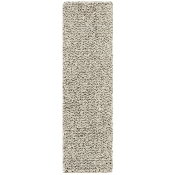 SAFAVIEH Hudson Merrilyn Chevron Shag Runner Rug, Ivory/Grey, 2'3" x 8'