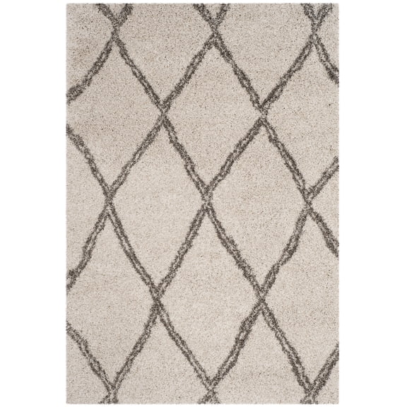 SAFAVIEH Hudson Adella Geometric Shag Area Rug, Ivory/Grey, 5' x 7'