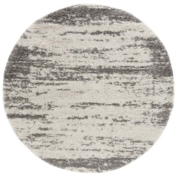 SAFAVIEH Hudson Shag Jace Abstract Area Rug, Ivory/Grey, 5' x 5' Round