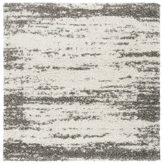 SAFAVIEH Hudson Shag Jace Abstract Area Rug, Ivory/Grey, 5' x 5' Square