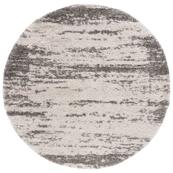 SAFAVIEH Hudson Shag Jace Abstract Area Rug, Ivory/Grey, 7' x 7' Round