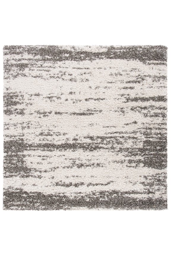 Hudson Shag Jace Abstract Area Rug, Ivory/Grey, 7' x 7' Square