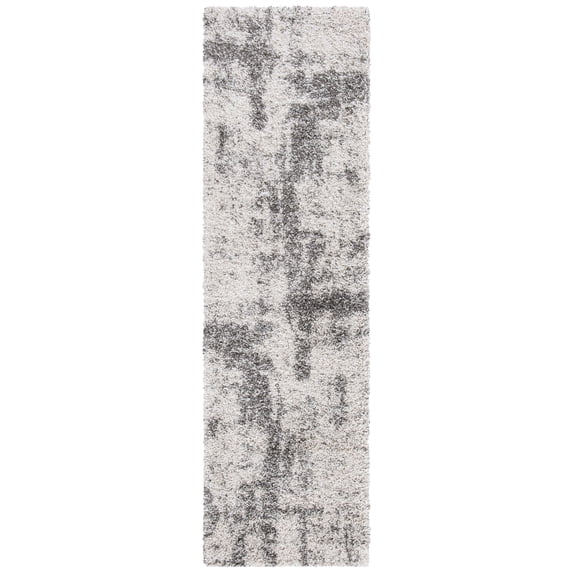 SAFAVIEH Hudson Shag Jacinth Abstract Runner Rug, Ivory/Grey, 2'3" x 6'