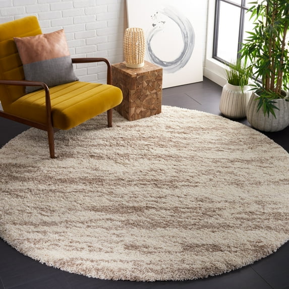 SAFAVIEH Hudson Jack Abstract Shag Area Rug, Ivory/Beige, 10' x 10' Round