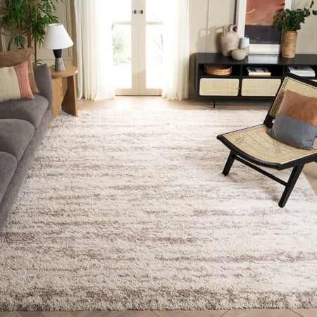 SAFAVIEH Hudson Jack Abstract Shag Area Rug, Ivory/Beige, 8' x 10'