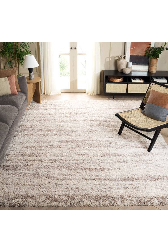 Hudson Jack Abstract Shag Area Rug, Ivory/Beige, 8' x 10'