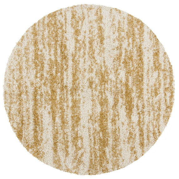 SAFAVIEH Hudson Jack Abstract Shag Area Rug, Ivory/Gold, 4' x 4' Round