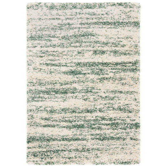 SAFAVIEH Hudson Jack Abstract Shag Area Rug, Ivory/Green, 5'3" x 7'6"