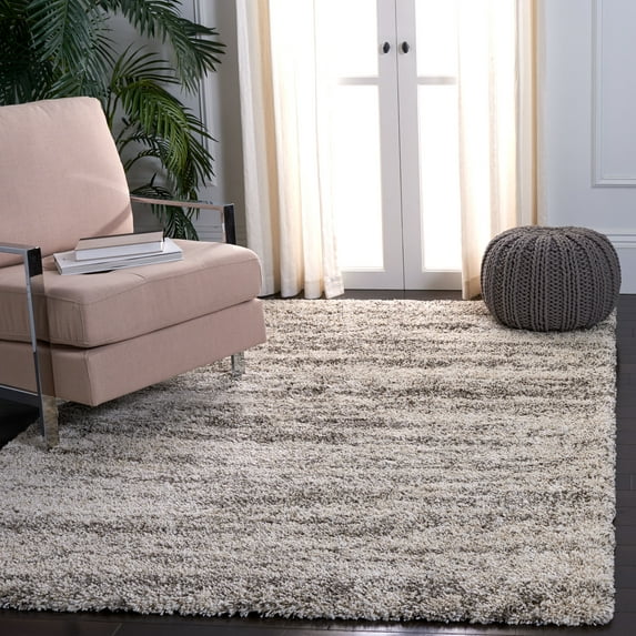 SAFAVIEH Hudson Jack Abstract Shag Area Rug, Ivory/Grey, 5'3" x 7'6"