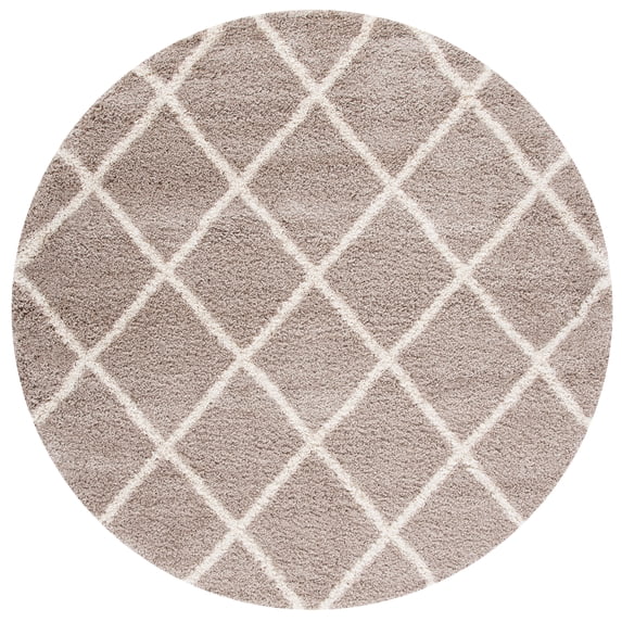 SAFAVIEH Hudson Shag Jackson Trellis Area Rug, Beige/Ivory, 7' x 7' Round
