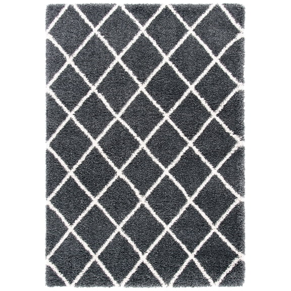 SAFAVIEH Hudson Shag Jackson Trellis Area Rug, Dark Grey/Ivory, 8' x 10'