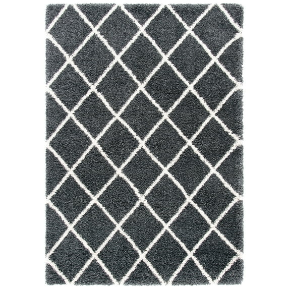 SAFAVIEH Hudson Shag Jackson Trellis Area Rug, Dark Grey/Ivory, 8' x 10'
