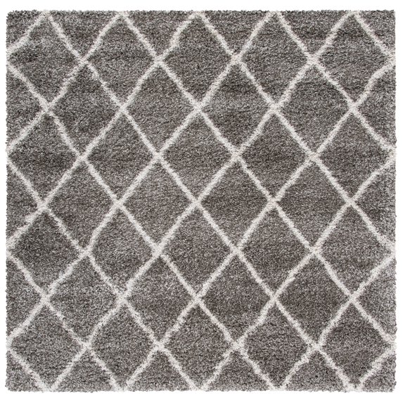 SAFAVIEH Hudson Shag Jackson Trellis Area Rug, Grey/Ivory, 7' x 7' Square