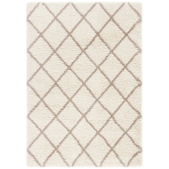 SAFAVIEH Hudson Shag Jackson Trellis Area Rug, Ivory/Beige, 4' x 6'