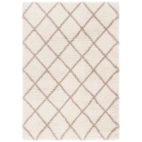 SAFAVIEH Hudson Shag Jackson Trellis Area Rug, Ivory/Beige, 5'3" x 7'6"