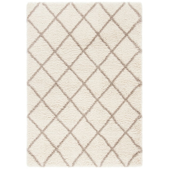 SAFAVIEH Hudson Shag Jackson Trellis Area Rug, Ivory/Beige, 5'3" x 7'6"