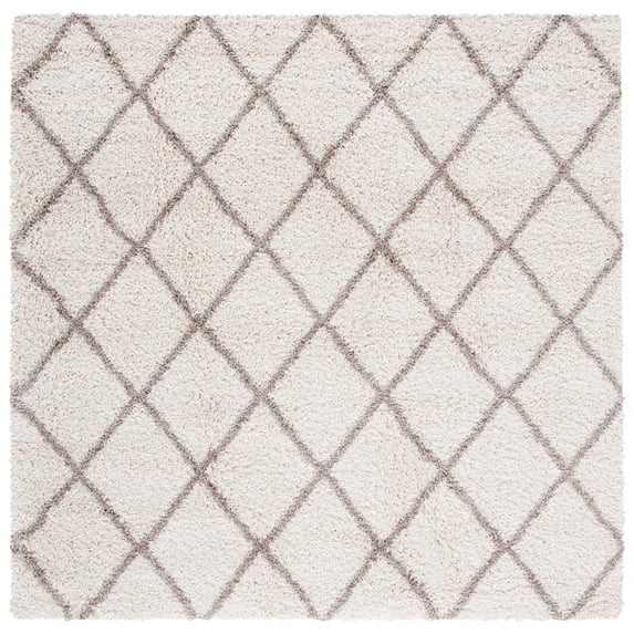 SAFAVIEH Hudson Shag Jackson Trellis Area Rug, Ivory/Beige, 7' x 7' Square